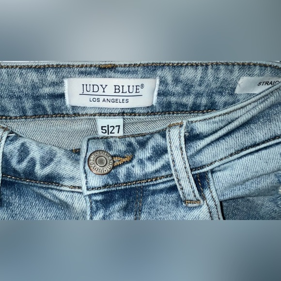 Judy Blue STRAIGHT Jeans Size 5/27  light Wash Stretch slits distressed JB88511 - Picture 3 of 5